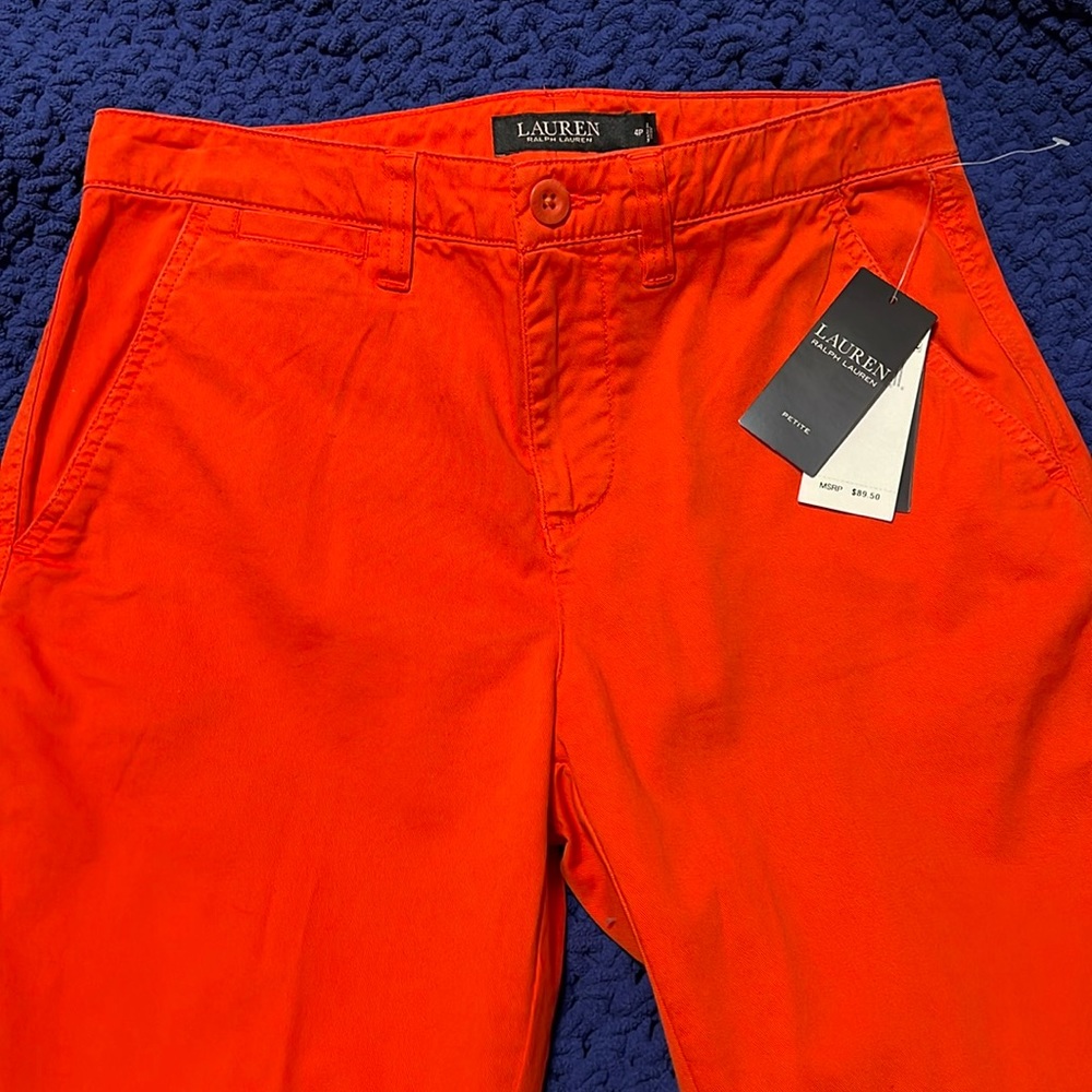 Lauren Ralph Lauren size Petite 4 tangerine pants NWT